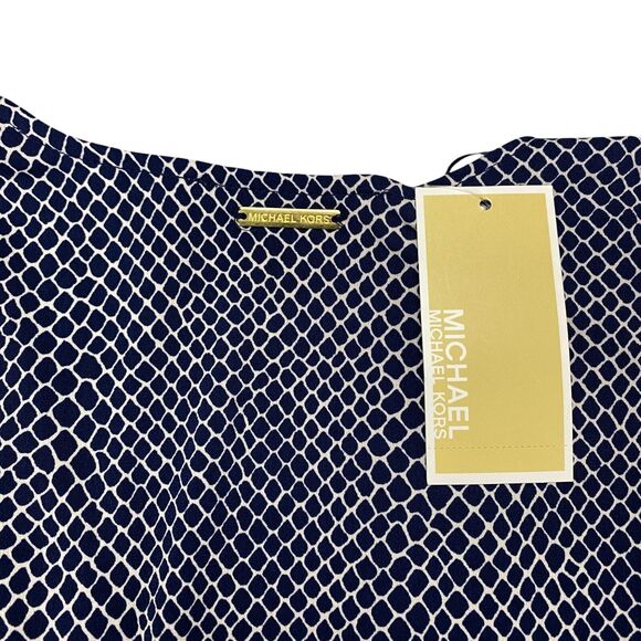 Michael Kors Sheath Dress Womens Medium Navy White Fringing Short Sleeve $135 - Picture 7 of 16